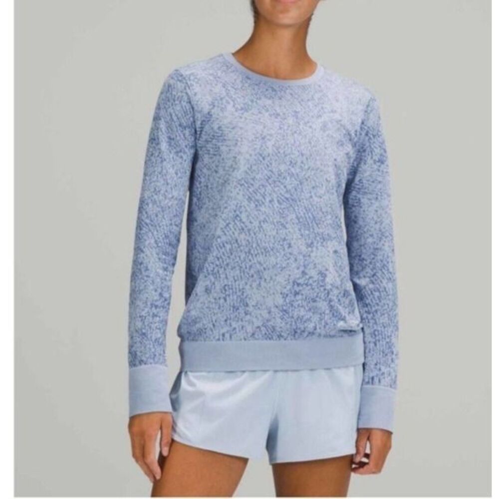 LULULEMON Swiftly Breathe Top Women Size 4 Floral Fauna Blue Water Long Sleeve